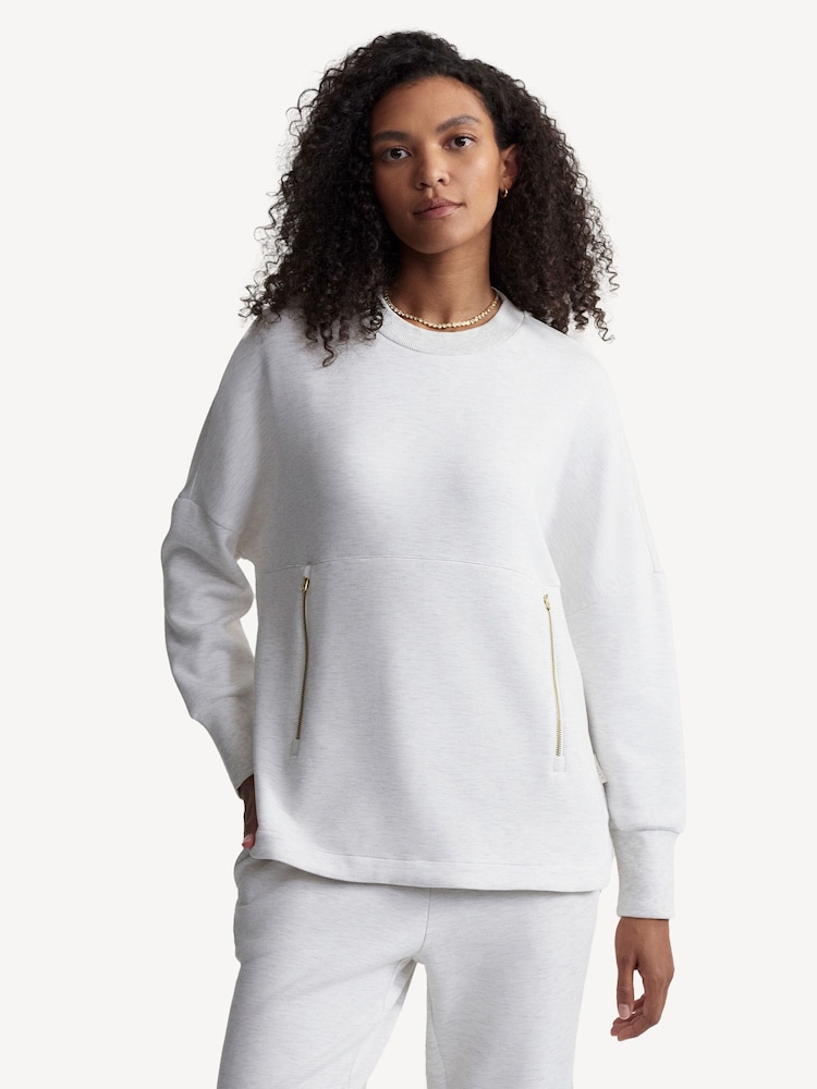 Varley Ivory Marl Paige Longline Sweatshirt - Image 1 of 5