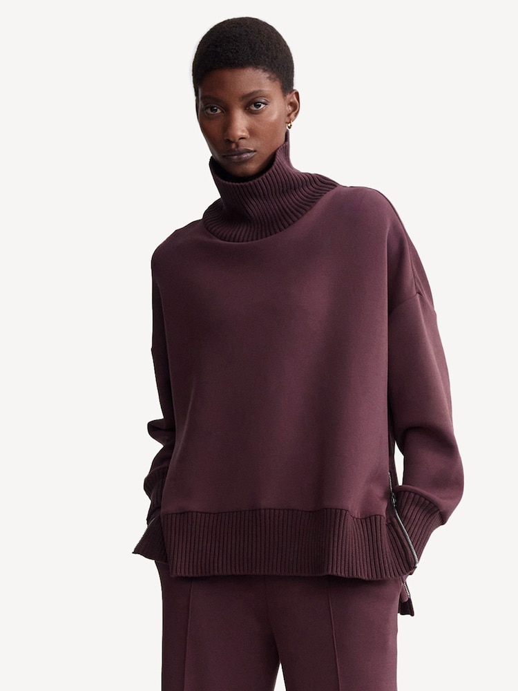 Varley Deep Mahogany Barker High Neck Sweatshirt - Image 1 of 7