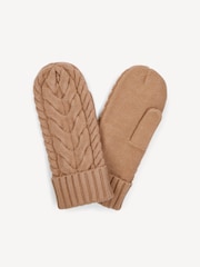 Varley Brown Charlene Cable Knit Mitten Gloves - Image 2 of 4