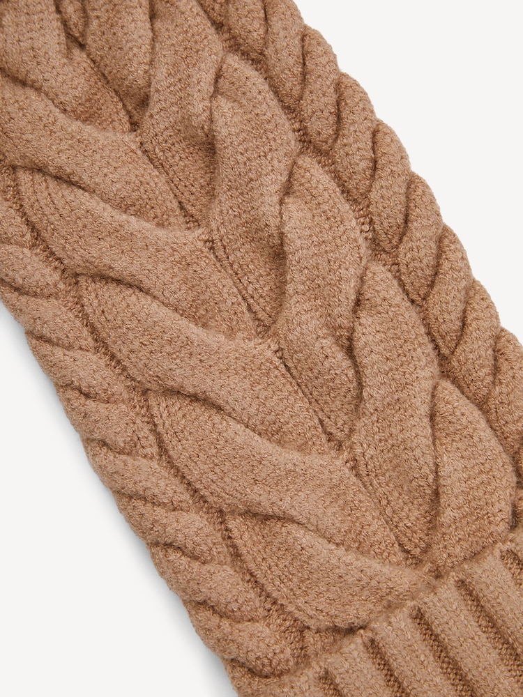 Varley Brown Charlene Cable Knit Mitten Gloves - Image 4 of 4