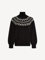 Varley Black Marcie Fairisle Pattern Yoke Knit Jumper - Image 8 of 8