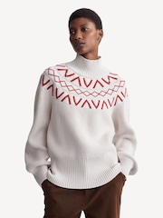 Varley Cream Marcie Fairisle Pattern Yoke Knit Jumper - Image 1 of 8