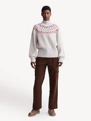 Varley Cream Marcie Fairisle Pattern Yoke Knit Jumper - Image 3 of 8