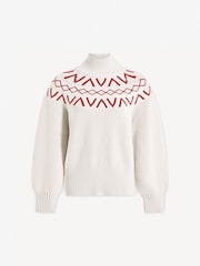 Varley Cream Marcie Fairisle Pattern Yoke Knit Jumper - Image 8 of 8