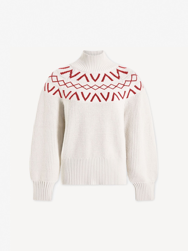 Varley Cream Marcie Fairisle Pattern Yoke Knit Jumper - Image 8 of 8