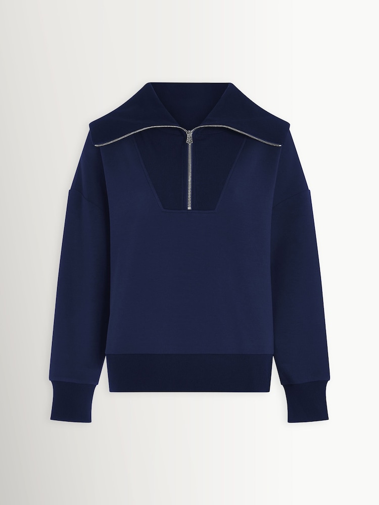 Varley Blue Catherine Half Zip Sweatshirt - Image 8 of 8 Varley Blue Catherine Half Zip Sweatshirt - Image 8 of 8