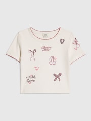 River Island White Sequin Embroidered Baby T-Shirt - Image 1 of 4