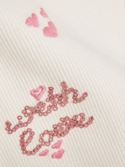 River Island White Sequin Embroidered Baby T-Shirt - Image 3 of 4