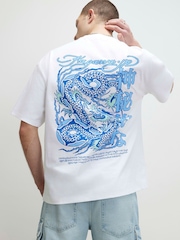 River Island White Oversized Kagawa Snake T-Shirt - Image 1 of 4