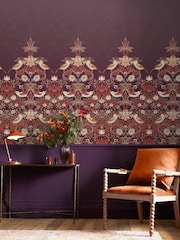 William Morris At Home Purple Strawberry Thief Fixed Size 4M Mural - Image 1 of 5