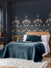 William Morris At Home Navy Strawberry Thief Fixed Size 4M Mural - Image 1 of 5