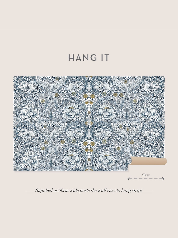 William Morris At Home Blue African Marigold Fixed Size 4M Mural - Image 8 of 8