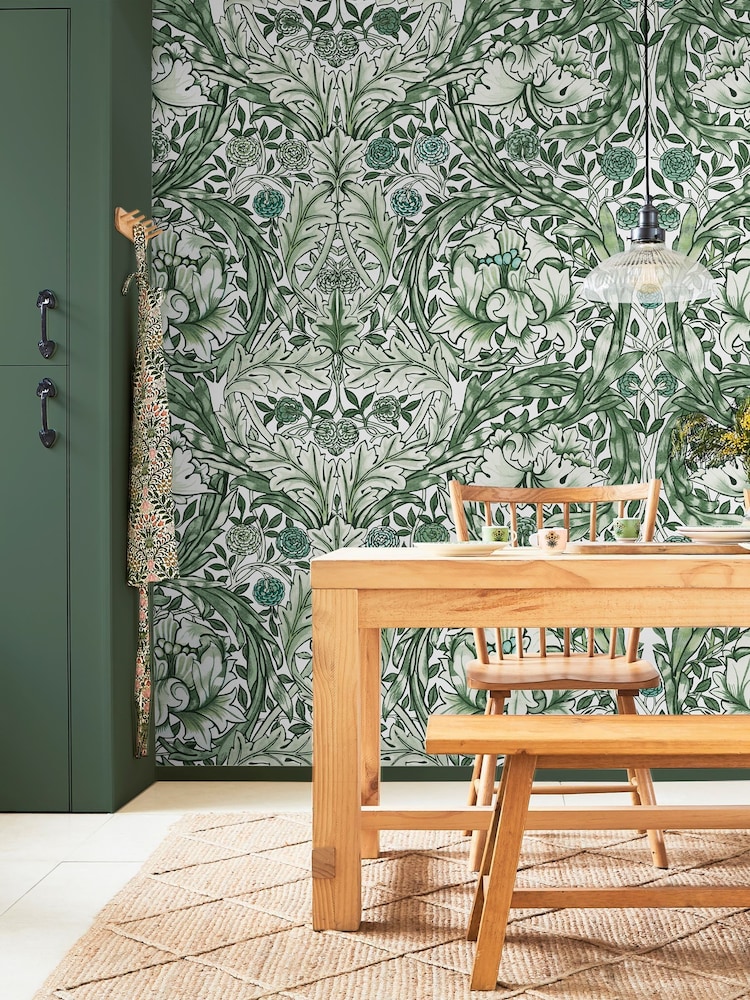 William Morris At Home Green African Marigold Fixed Size 4M Mural - Image 1 of 5