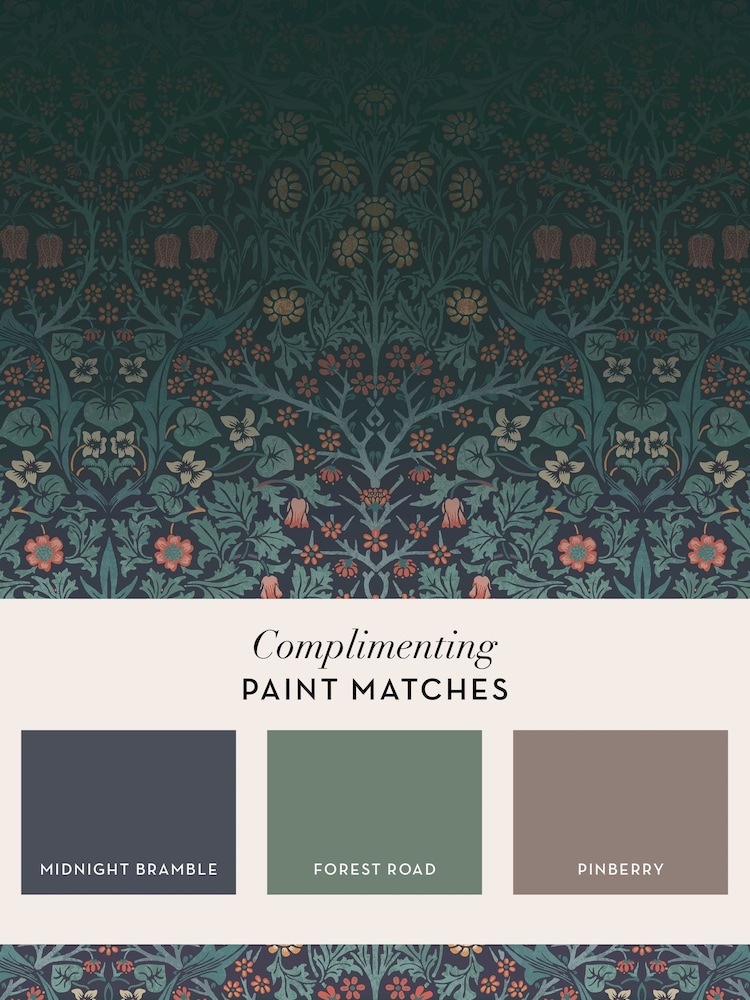 William Morris At Home Navy Blackthorn Fixed Size 4M Mural - Image 5 of 5
