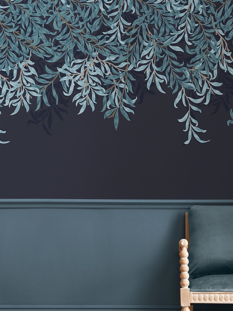 William Morris At Home Navy Willow Bough Fixed Size 4M Mural - Image 1 of 5