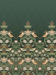 William Morris At Home Green Strawberry Thief Fixed Size 4M Mural - Image 2 of 5