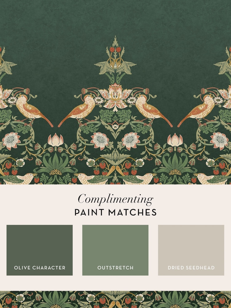 William Morris At Home Green Strawberry Thief Fixed Size 4M Mural - Image 5 of 5