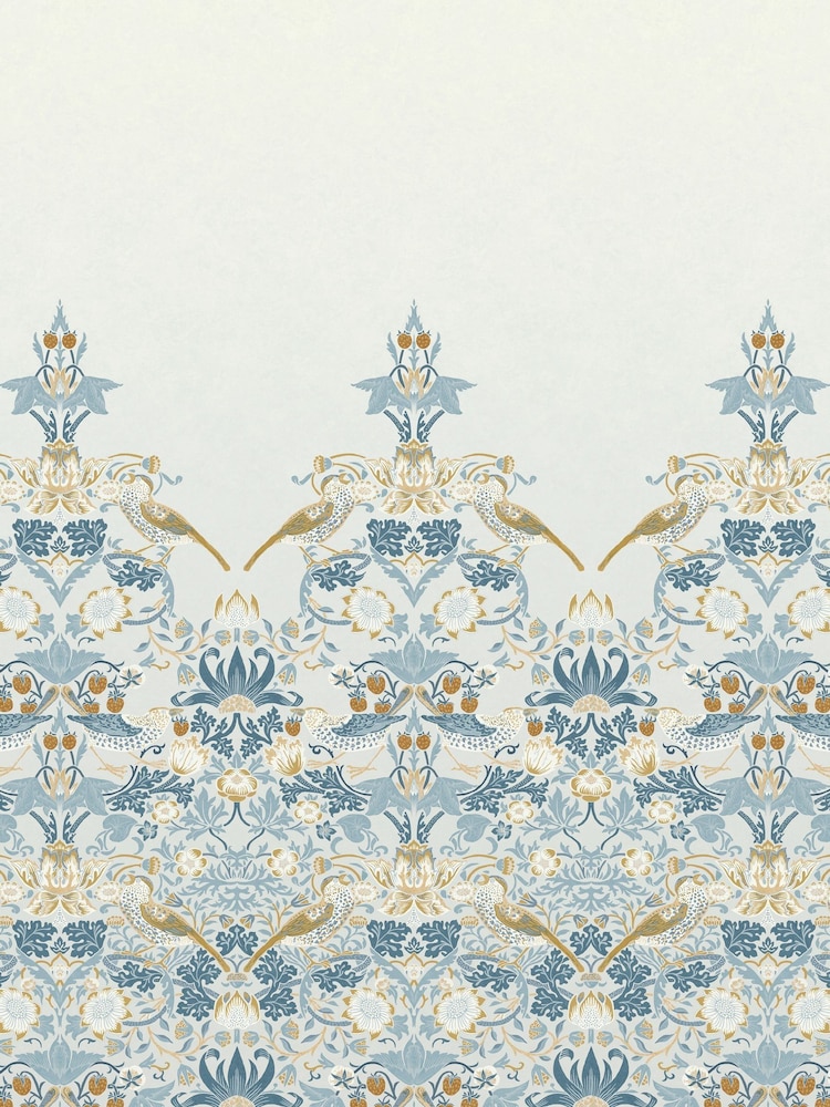 William Morris At Home Blue Strawberry Thief Fixed Size 4M Mural - Image 2 of 5