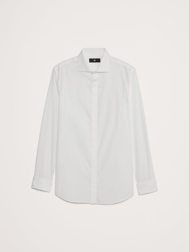 Banana Republic White Slim Poplin Tuxedo Shirt - Image 5 of 5