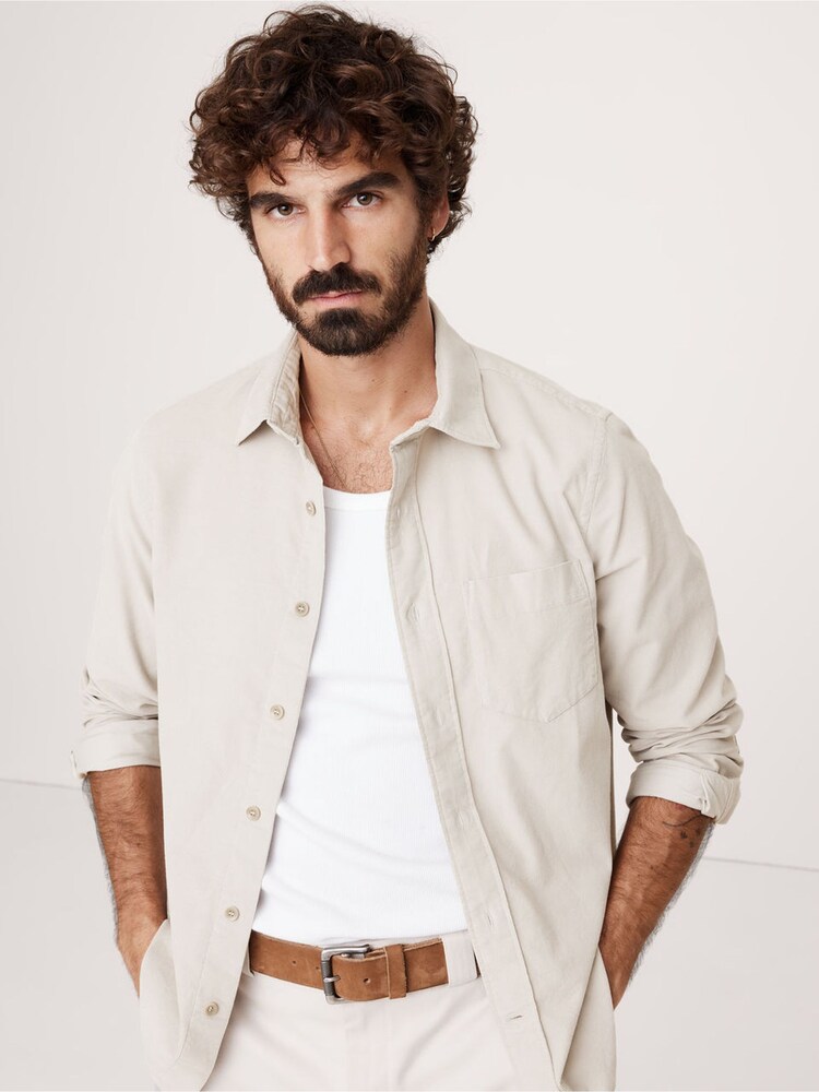 Banana Republic White Lightweight Corduroy Shirt - Image 1 of 1 Banana Republic White Lightweight Corduroy Shirt - Image 1 of 1