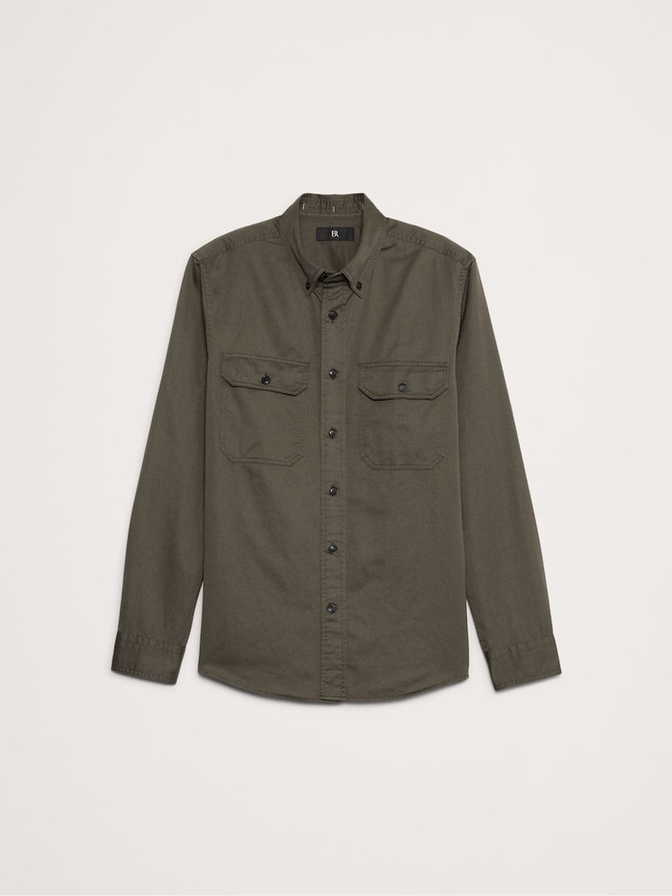 Banana Republic Green Cotton Linen Utility Shirt - Image 4 of 4