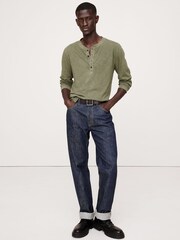 Banana Republic Green Soft Wash Henley Long Sleeve T-Shirt - Image 1 of 1