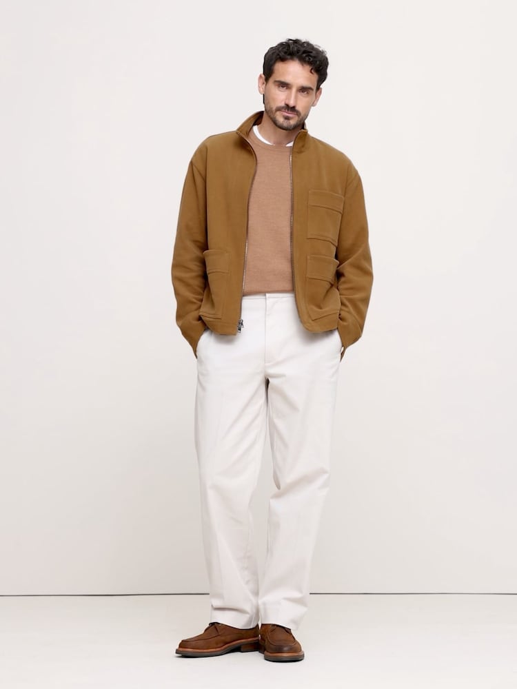 Banana Republic Brown Ponte Zip-Up Chore Coat - Image 1 of 5