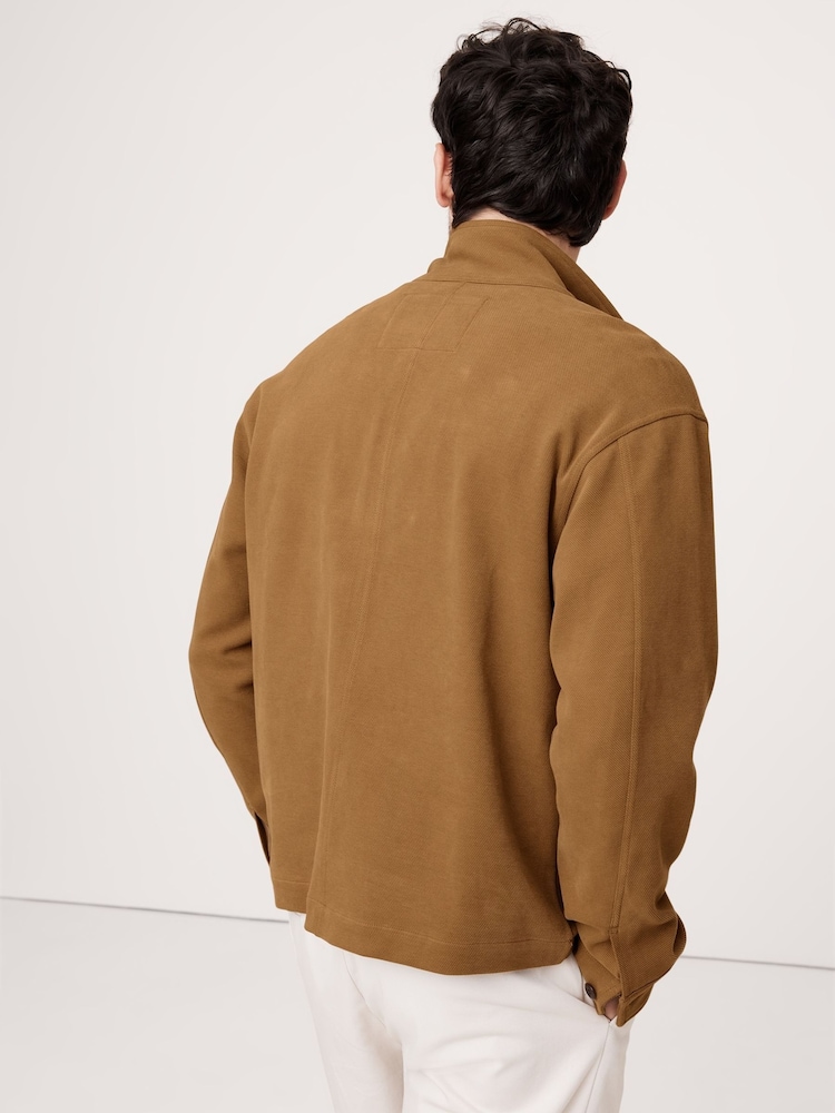 Banana Republic Brown Ponte Zip-Up Chore Coat - Image 2 of 5