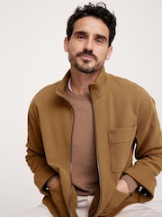 Banana Republic Brown Ponte Zip-Up Chore Coat - Image 4 of 5