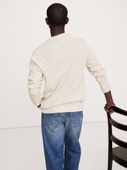 Banana Republic White Slub Double-Knit Long Sleeve Crew-Neck T-Shirt - Image 2 of 3
