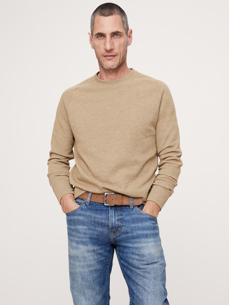 Banana Republic Beige Slub Double-Knit Long Sleeve Crew-Neck T-Shirt - Image 1 of 1