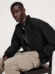 Banana Republic Black Water-Resistant Bomber Jacket - Image 3 of 5