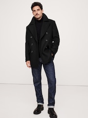 Banana Republic Black Italian Melton Peacoat - Image 1 of 5