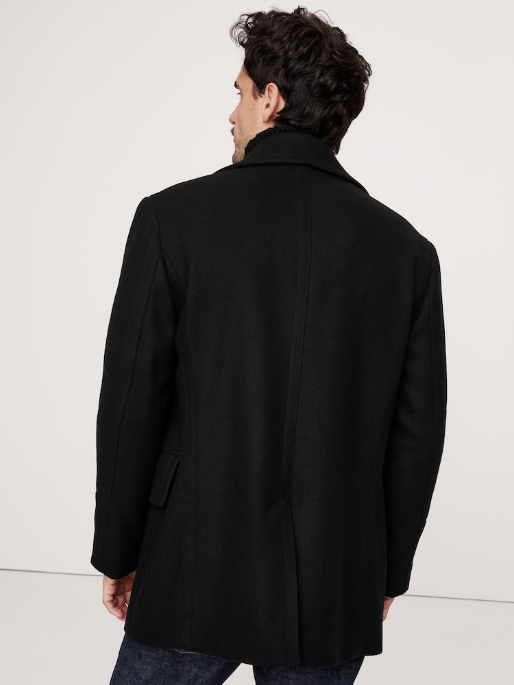 Banana Republic Black Italian Melton Peacoat - Image 2 of 5