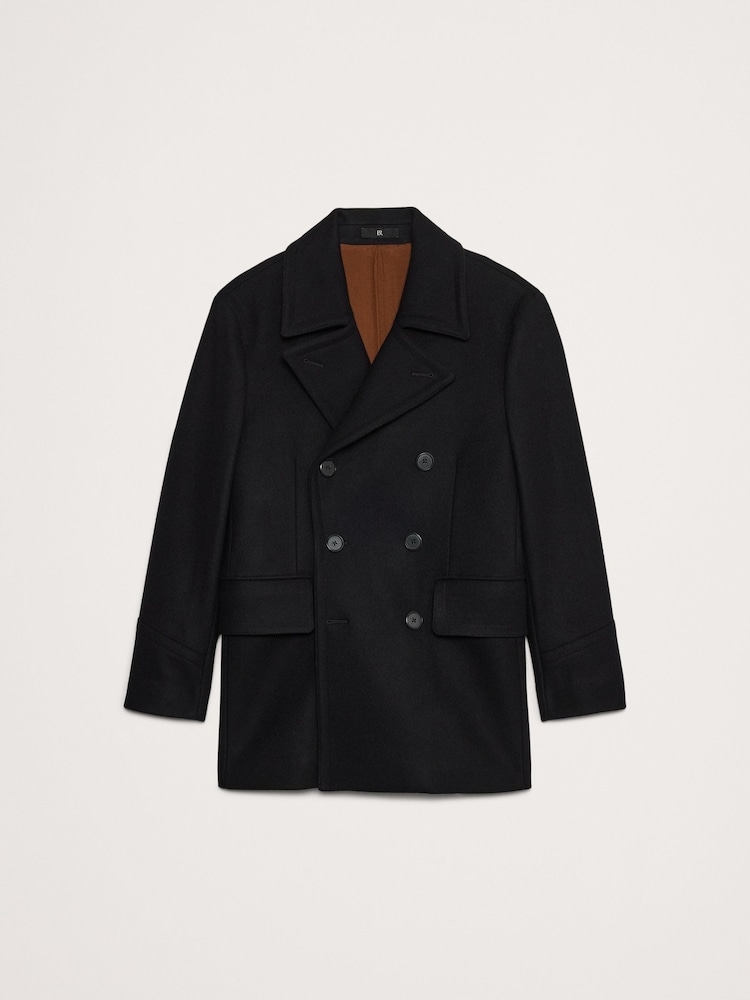 Banana Republic Black Italian Melton Peacoat - Image 5 of 5