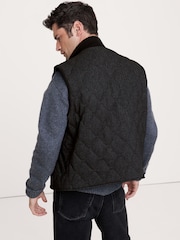 Banana Republic Black Herringbone Quilted Vest Jacket - Image 2 of 5
