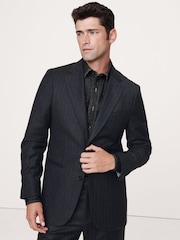 Banana Republic Navy Blue Stripe Wool Suit Jacket - Image 1 of 6
