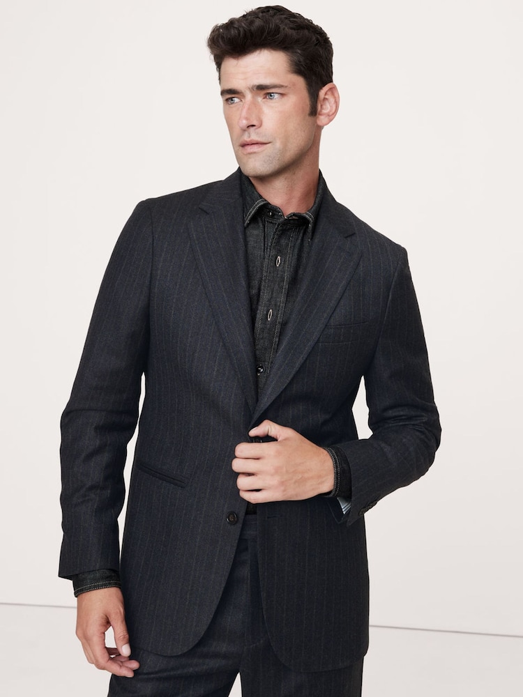 Banana Republic Navy Blue Stripe Wool Suit Jacket - Image 1 of 6