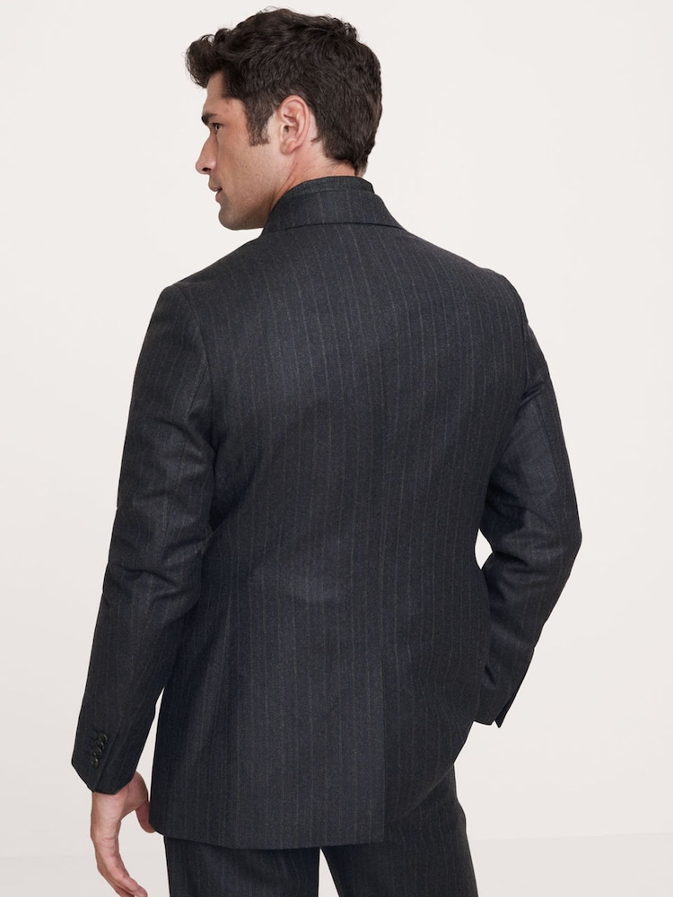 Banana Republic Navy Blue Stripe Wool Suit Jacket - Image 2 of 6