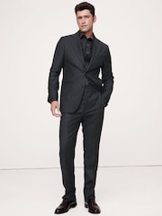 Banana Republic Navy Blue Stripe Wool Suit Jacket - Image 3 of 6