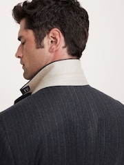 Banana Republic Navy Blue Stripe Wool Suit Jacket - Image 4 of 6