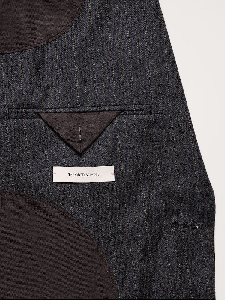 Banana Republic Navy Blue Stripe Wool Suit Jacket - Image 6 of 6