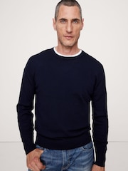 Banana Republic Navy/Blue Italian Merino Crew-Neck Jumper - Image 1 of 1