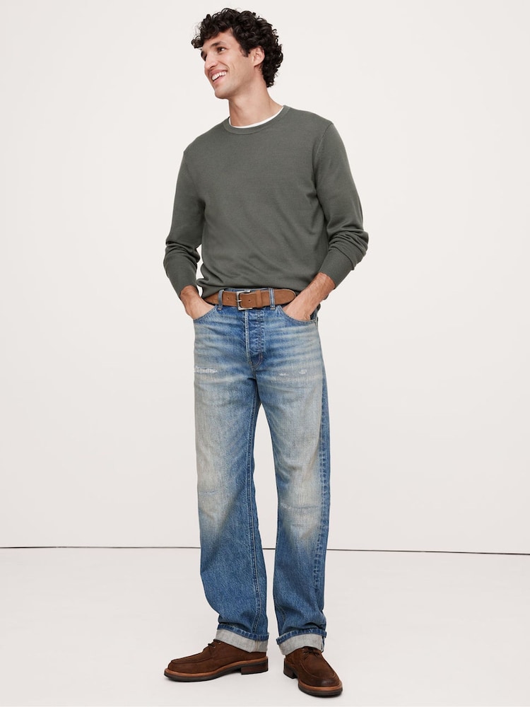 Banana Republic Green Italian Merino Crew-Neck Jumper - Image 1 of 1