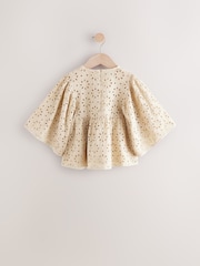 Coffee 100% Cotton Broderie Blouse (3-16yrs) - Image 6 of 8