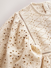 Coffee 100% Cotton Broderie Blouse (3-16yrs) - Image 7 of 8