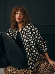 Rockett St George Black/Ecru Mono Lips Bomber Jacket - Image 1 of 10