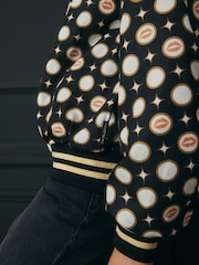 Rockett St George Black/Ecru Mono Lips Bomber Jacket - Image 7 of 10