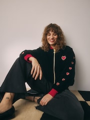 Rockett St George Black Velvet Embroidered Bomber Jacket - Image 3 of 8