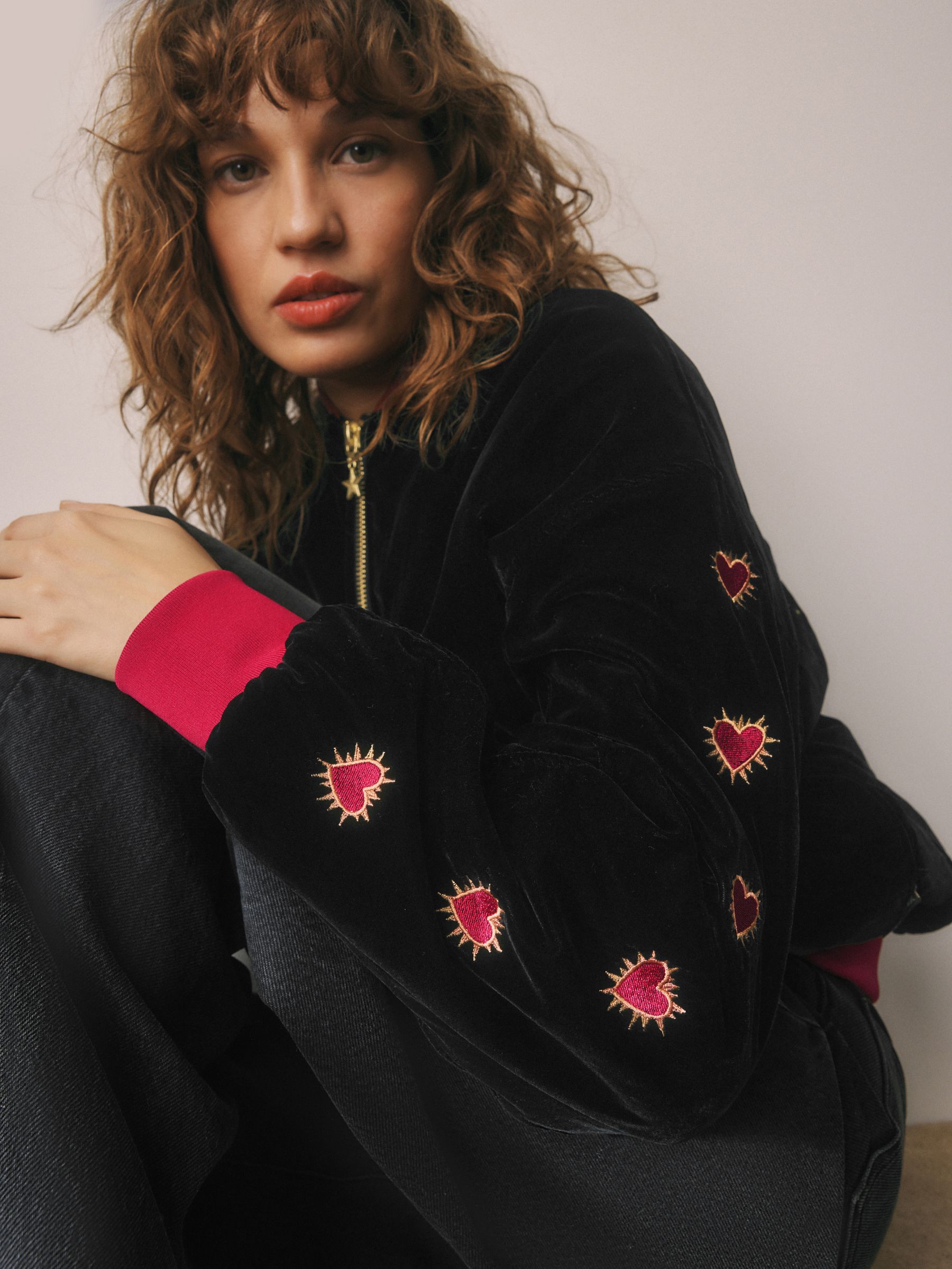 Buy Rockett St George Black Velvet Embroidered Bomber Jacket from